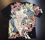 和柄Tシャツ 滝昇り鯉